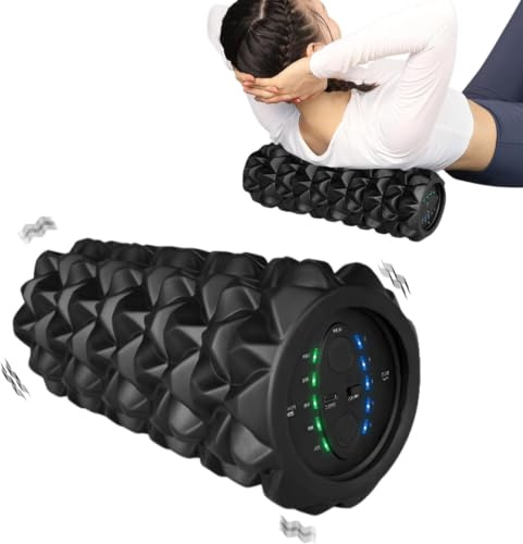 Rodillo Masaje Muscular, Rodillo de Espuma Eléctrico para Fascia con Vibración de 5 Niveles Masaje Muscular Recargable Vibración Profunda Intensa de Espuma para Tejidos