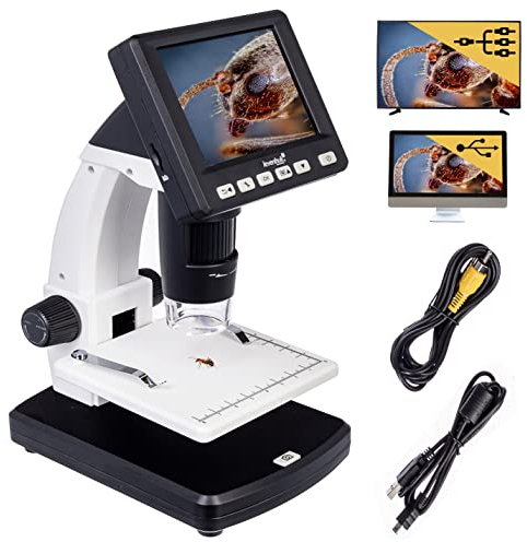 Levenhuk DTX 500 LCD – Microscopio Digitale Portatile con Display 3.5”, Zoom 20x–500x, Fotocamera/Video, 8 LED, Compatibile PC/Windows/MacOS, per Adulti e Bambini.