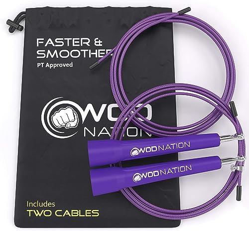 WOD Nation - Cuerdas de Saltar para Adultos, Ideales como Cuerda de Saltar para Ejercicio, Boxeo o como Cuerda de Saltar para Adultos - para Equipos y Accesorios de Gimnasio en casa - Ajustable para