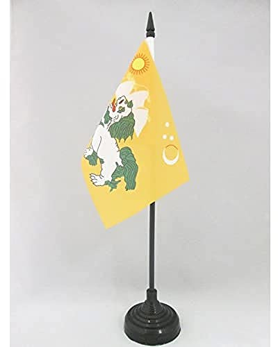 AZ FLAG - Tibet 1920-1925 Table Flag 4'' x 6'' - Tibetan Office Mini Banner 100% Polyester 15 x 10 cm - Mini Desk Flag with 10'' Pole and Black Plastic Base