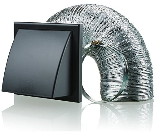 Cooker Hood Wall Ventilation Duct Cowled Grille Shutter Vent Kit Bathroom Fan or Kitchen Hob Extractor (6 Black)
