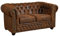 MASSIVMOEBEL24.DE Sofa Chesterfield, 2 Sitzer Couch Leder Optik, braun im englischen Kolonialstil 148x86x72, Chesterfield Serie