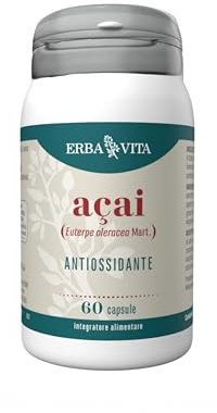 ERBA VITA Integratore Alimentare di Acai - 60 Capsule - Le bacche della palma che cresce nelle foreste del Sud Amercia, è utile al metabolismo dei lipidi e dei carboidrati