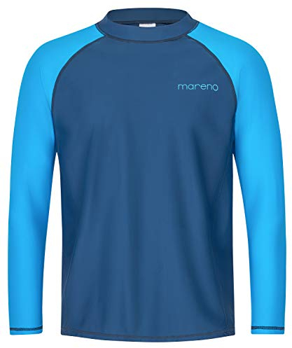 Herren UV-Schutz Langarm T-Shirt (Rashguard), Oeko-Tex 100 in Marine/türkis in Größe L