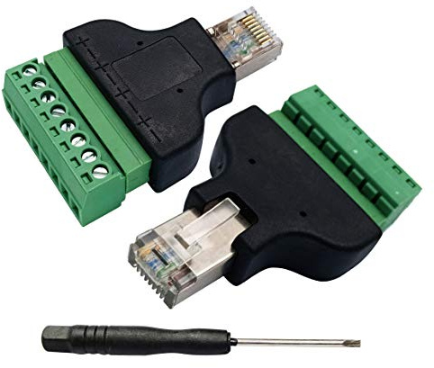 AAOTOKK RJ45 Schraubklemme RJ45 8P 8C Männlich auf 8-polige (Weiblich) Schraubanschlüsse Ethernet Netznetzstecker für AV CCTV UTP DVR Cat5 Cat6 Cat7 Koppler (2 Stücke/Männlich)