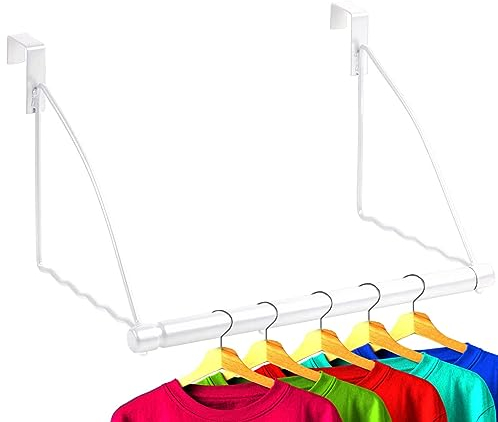 HOLDN’ Storage Over The Door Hooks - Door Rack Hangers for Clothes - Bathroom Over Door Hooks for Hanging Clothes & Towels - Over The Door Clothes Drying Rack. White