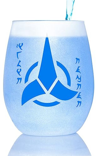 Star Trek Klingon Warrior Blutwein Toastglas mit Zitat in plqaD Special Edition In-Universe White Frosted Line Premium geätzt von Filmen auf Glas inklusive einem Glas – 425 ml