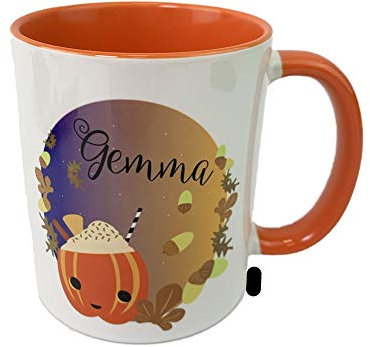 Personalised Gift, Halloween Spooky Pumpkin Orange Ceramic Mug
