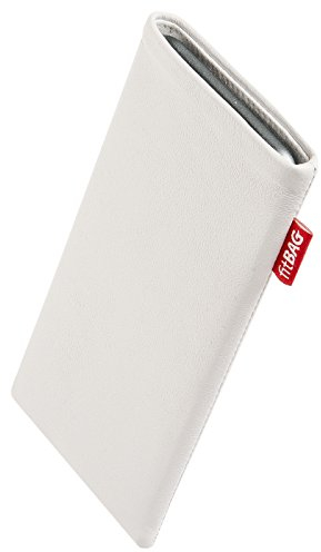 fitBAG Beat Weiß Handytasche für Apple iPhone 12 / iPhone 12 Pro/iPhone 13 / iPhone 13 Pro Tasche aus Echtleder Nappa mit Microfaserinnenfutter | Hülle mit Reinigungsfunktion | Made in Germany