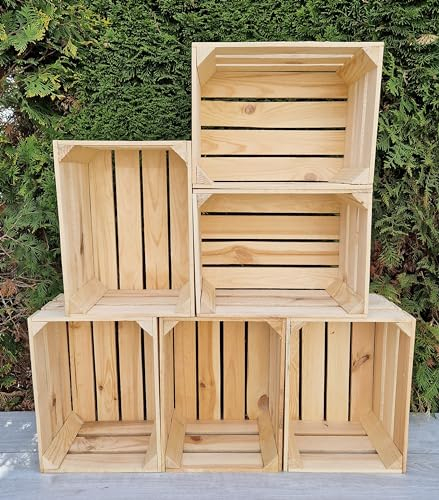 6 Natürlich holzkisten obstkisten und aufbewahrung, geeignet für Regale und Möbel. Weinkiste Regal, Jahrgang (Natürlich 6 23 x 29 x 40 cm)