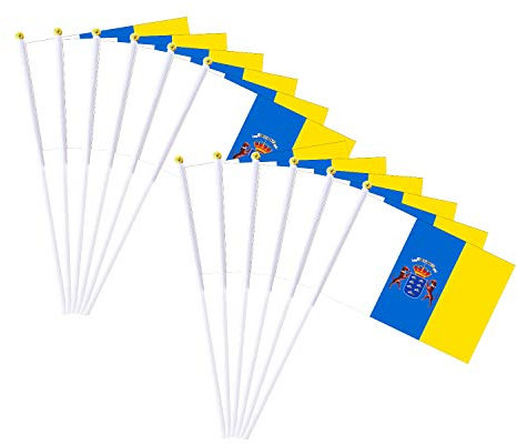 Durabol 12PCS Bandera de Mano de Canarias Comunidades autónomas de España (20X30CM) (Canarias)