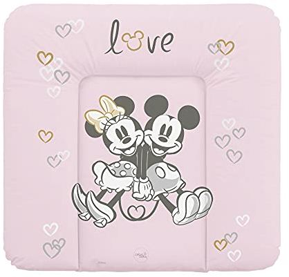 Ceba Baby Wickelauflage - Weiche Wickelunterlage zum Wechseln von Windeln, mit Disney-Motiven - Robustes PVC, abwaschbar - Wickeltischauflage - 75 x 72 cm - Minnie & Mickey Rosa