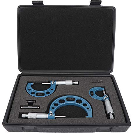 Micrómetro de Diámetro Exterior, 3 Unidades, 0-25mm, 25-50mm, 50-75mm, con Tornillo de Medición 25mm, Barra de Calibración 50mm, Caja de Almacenamiento