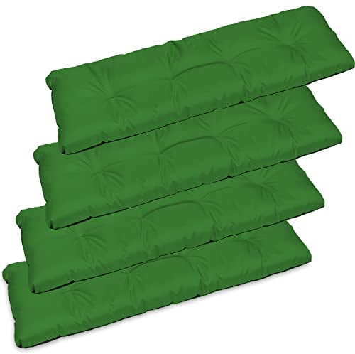 SuperKissen24. 4er Set Sitzkissen Bankkissen Bankauflage für Gartenbank - 120x38 cm - Outdoor und Indoor - Grün