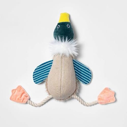 Boots & Barkley Large Duck Plush with Rope Dog Toy