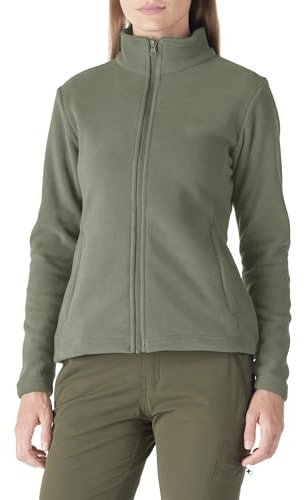 Outdoor Ventures Womens Fleece Jackets Ladies Lightweight Warm Full Zip Coat Soft Outerwear Running Jacket With 4 Large Pockets Greyish-green XL