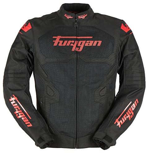 Furygan Veste de moto homme ATOM VENTED EVO - Protection avancée des épaules et des coudes D3O - Respirante - Manches réglables - Noir-Rouge - S