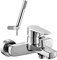 Rubinetto Miscelatore Vasca da Bagno con doccetta, Flessibili e Supporto Doccia, in Ottone Cromato, Serie Erika (Rubinetto per Vasca con doccetta)