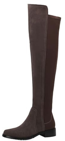 Pelle PU Alla moda Confortevole Carino Stivali sopra il ginocchio Per le donne Tacco a spillo Punta Scarpe da ragazza Marrone scuro 37 EU