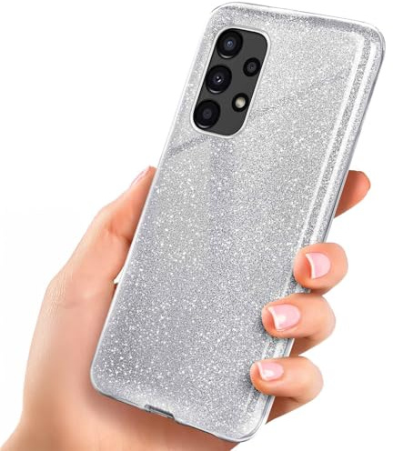 ONEFLOW Glitter Case für Samsung Galaxy A13 (4G) Glitzer Handyhülle mit Kameraschutz, Stylische Hülle Glitzernd, Dünne TPU Schutzhülle für Damen, Glitzerhülle Qi kompatibel, Silber