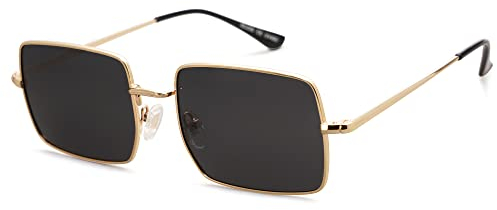 SOJOS Rechteckig Polygon Polarisiert Sonnenbrille für Damen Herren Retro Klassisch Vintage Shades SJ1168 Schwarz Linse