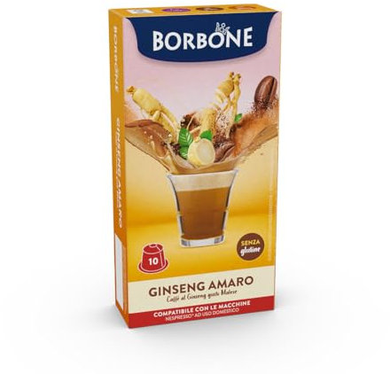 Caffè Borbone Ginseng Amaro - Senza Zuccheri aggiunti - 10 Capsule - Compatibili con macchine ad uso domestico Nespresso®*