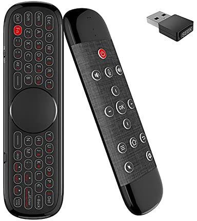 Upgrade W2 Pro Air Mouse - Mando a distancia universal para TV, 2.4 G, mini teclado inalámbrico 3 en 1, teclado de mano con panel táctil, color negro