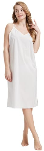 BEAUTELICATE Unterkleid Damen Lang mit Trägern Baumwolle V-Ausschnitt