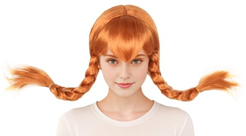 Topcosplay Perücke für Erwachsene Damen Lange Hellbraun Zöpfe Perücke Cosplay Halloween Perücke