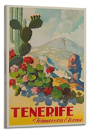 Vintage-Reiseposter Spanisch Teneriffa Primavera Dekorative Malerei Leinwand Wand und Kunst Bild Familienzimmer Dekor 60 x 90 cm