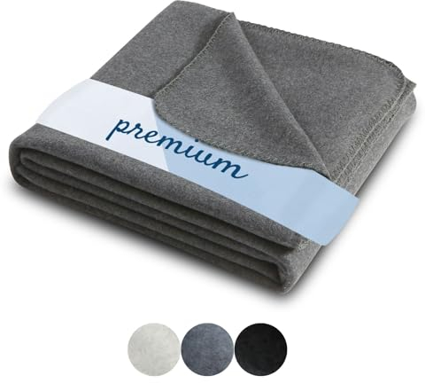 wometo Premium Fleecedecke Melange OekoTex 140x190 cm ca. 700g extra dick - dunkelgrau Melange (Bi-Color) mit Anti-Pilling und Qualitäts-Kettelrand