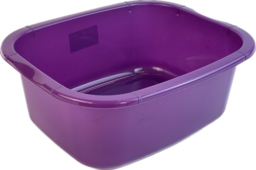 NIAM 11 Litres Rectangular Washing Up Bowl Eco Made Plastic Basin Mixing Sink Tidy Organizer Large Kitchen Portable Dish Washtub (Purple)