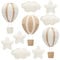 Poen 10 Stück Stern-Heißluftballon und Wolke, Kinderzimmer, Dekoration, Western-Wanddekoration für Schlafzimmer, Mini-Filz, Wolken, Sterne, Heißluftballon, Kinderzimmer, Filzwand für Kinderzimmer,