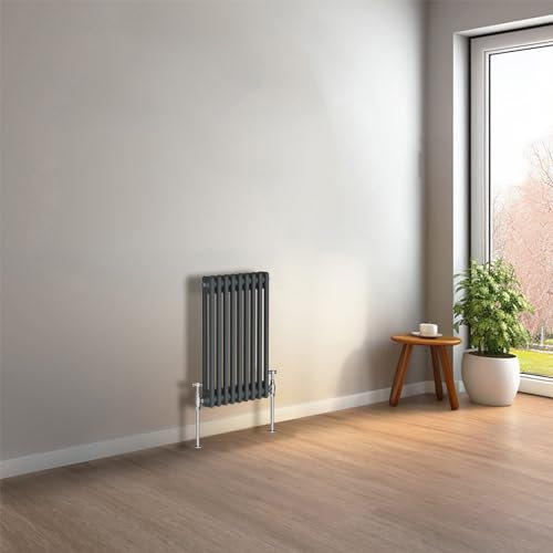 NRG 600 x 425mm Anthracite Horizontal Traditional Column Cast Iron Style Radiator Central Heating Radiator Perfect for Bathrooms, Kitchen, Living Room Double Panel