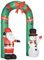 HOMCOM Aufblasbarer Weihnachtsdeko, 2,45 m Torbogen mit Weihnachtsmann und Schneemann, aufblasbare Gartendeko mit LED-Beleuchtung, integriertes Gebläse, Wassserdicht