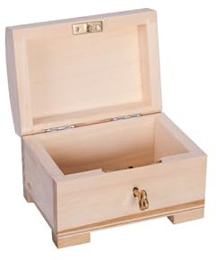 Wooden World - Coffret en bois avec coffre à clés écologique pour découpage bois brut 10,5 x 8 x 7,5 cm