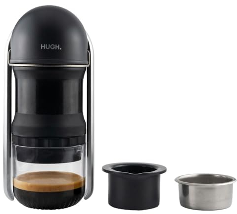 LEVERPRESSO HUGH V4 - Máquina de espresso portátil con palanca, doble toma de espresso con cesta de portafiltro sin crestas, operada manualmente, perfecta para senderismo y camping (filtro no