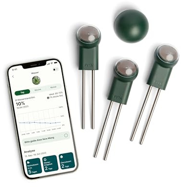 FYTA Beam Smarter Pflanzensensor - 3 Stück + WiFi Hub - Misst Wasser, Temperatur, Licht, Düngebedarf - Feuchtigkeitsmessgerät, Bodenfeuchtesensor, Temperatursensor, Gießanzeiger - Kostenlose App