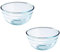 Tradineur Lot de 2 bols ronds en verre, bol à mélanger, saladier empilable, passe au micro-ondes et au lave-vaisselle, cuisine, 1 litre, 17 x 10 cm