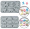 Rongxze 2 Set Dinosaurier Silikonform, Silikon Schokoladenform, Keks Silikonform, Dinosaurier Backform für Süßigkeiten, Pudding, Eiswürfel, Kleine Seife, Muffins (A)
