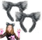 FUIPVGI 2 Pièces Serre Tete Oreilles Loup Poils Bandeau Oreille de Loup Oreille pour Hommes Femmes Anime Cosplay Costume Accessoire de Costume Halloween Noël Fête (Gris foncé)