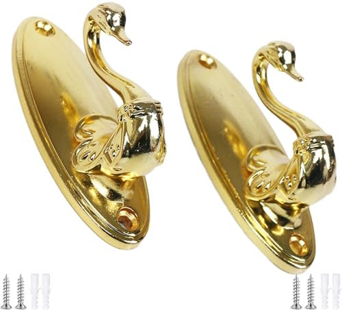 PIYYQNY Türhaken 2 Stück Vorhanghaken „Little Swan“ Tür- Und Fensterhaken Kleiderhaken Aus Zinklegierung In Tierform Für Jacken Mäntel Schals Handtaschen Usw.(Roségold 83mm)