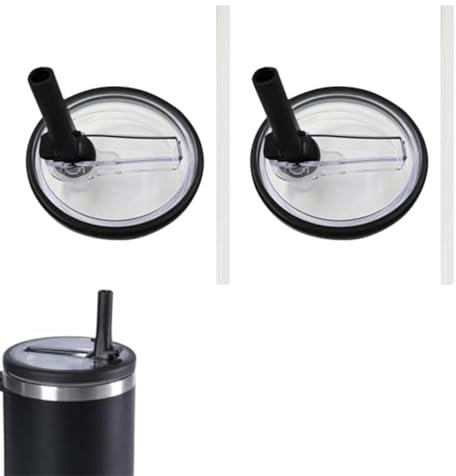 Ersatzdeckel Für 40oz Becher, 2 Stück Travel Tumbler Deckel, Wiederverwendbarer Auslaufsichere Und Staubdichte Tumbler Abdeckungen Mit Strohhalm, Ersatzdeckel Stanley Cup Zubehör (Schwarz)