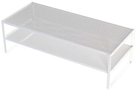 ZYFAB Metall Schreibtisch monitorständer Riser Mesh Schreibtisch Organizer Save Space Bildschirmständer für Laptop Computer iMac Küche Storage Rack,Weiß,15.5cm