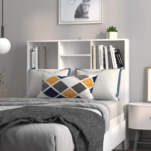 Homgoday Kopfteil, Kopfteil mit Aufbewahrung, Kopfteil, Kopfteil für Schlafzimmer, Möbel, Kopfteil, weiß, 100 x 19 x 103,5 cm