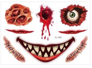 AKTOUR compatible with Motors Sticker Make-up für Halloween-Partys Personalisierte Aufkleber (F1-A, 17X12X0.1CM)