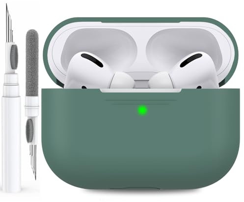 AHASTYLE Silikon Hülle für Airpods Pro Mit Reinigungsstift Schutzhülle und Haut Case für AirPods Pro 1st/ 2nd Generation [Front-LED Sichtbar] [Kabelloses Laden] Kompatibel mit Apple Airpods Pro 2019