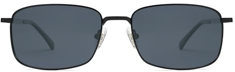 SOJOS Retro Rechteckig Metall Polarisiert Sonnenbrille Herren Damen 90er Eckig Trendy Klassisch UV400 Schutz Schwarze Grau Linse Sonnenbrillen SJ1215