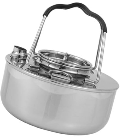 Tetera de camping de acero inoxidable de 1,50 L, peso ligero, para fogatas al aire libre