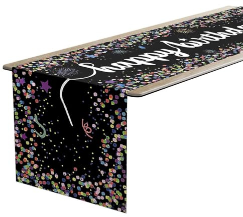 RELKLYU Bandiera da Tavolo di Buon Compleanno 1 Pezzo, Tovaglia Creativa A Pois Colorato, Accessori per Il Desktop Personalizzati E alla Moda, Decorazioni da Pranzo per Feste di Compleanno.